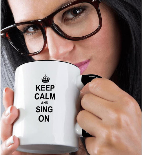 3dRose Keep Calm and Sing On Mug, 11 oz, Black...