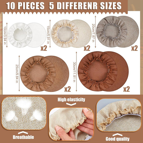 Patelai 10 Pieces Bowl Covers Reusable in 5 Size Stretch Cloth Fabric Bowl Covers Elastic Food Storage Covers Cotton Bread Bowl Covers Reusable Li...
