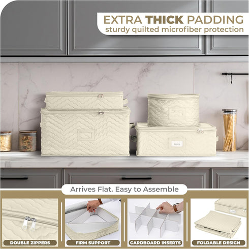 Sorbus Stemware Storage Chest - Deluxe Quilted Case with Dividers - Service for 12 - Great for Protecting or Transporting Wine Glasses, Champagne ...