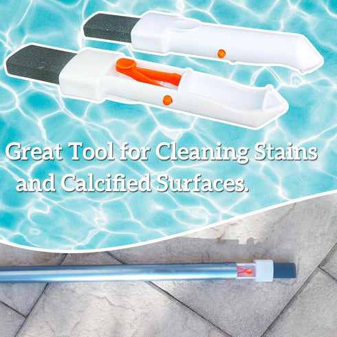 Pool Stain Remover Pumice Stone with Pole Handle to Reomve Pool Calcium from tile And Remove Rust Stains,Scrub Debris Off Walls, Steps, Floors,Cor...