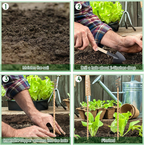 12 Pcs Electroculture Copper Gardening Antenna Long Copper Garden Stake Electroculture Plant Stake Garden Tool Coil Electronic Planting for Growin...