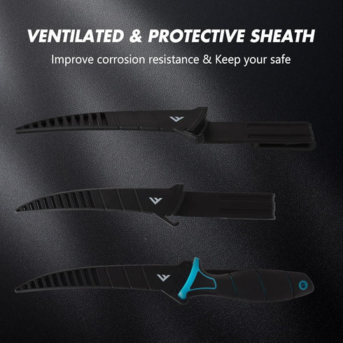 FLISSA Fish Fillet Knife, 6" Fishing Knife & Bait Knife with Protective Sheath, Non-Slip Handle, Belt Clip and Razor Sharp 8Cr13MoV Stainless-Stee...