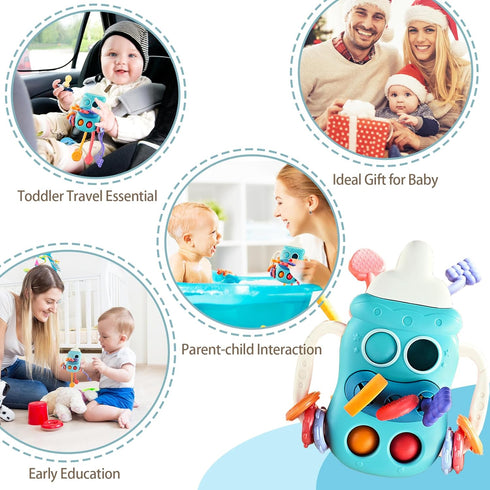 Baby Sensory Montessori Toy for 6-12-18 Months Babies, Food Grade Silicone Pull String Teething Toy for 1 2 3 Year Old, Sensory Activity Toys for ...