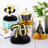 8 Pieces Cheers to 70 Years Birthday Decorations 70th Birthday Honeycomb Centerpieces Black Gold Table Toppers 70th Party Decorations for Seventy ...