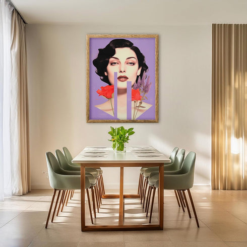 Posterizer 1 pcs-vintage collage-purple backgound , red flowers-Retro Art-Abstract & Modern Art-Gift for Art Lovers-Gifts for Women- UNFRAMED Wall...