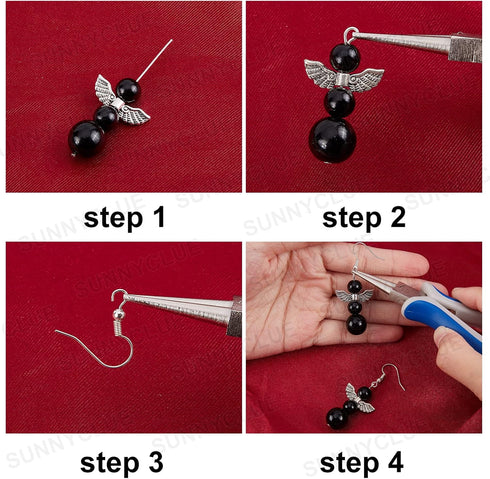 SUNNYCLUE 1 Box DIY 10 Pairs Christmas Themed Handcraft Snowman Earrings Making Kit Angel Wing Beads for Jewelry Making Czech Faceted Glass Bead F...