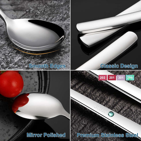 Set of 5 Premium Korean Soup Spoons, 8 Inch 18/10 Stainless Steel Long Handle Rice and Asian Spoon for Home, Kitchen, Restaurant, Cafe, Dishwasher...