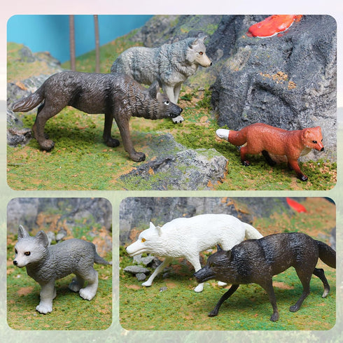 Wildlife Wolf Model Set 9PCS Arctic Wolf, King Siberian Wolf, Green Wolf Party Favors Toys for Boys Girls Kids, MQ20240124YSDW-2...