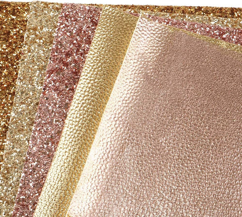 David accessories Chunky Glitter Faux Leather Sheets Metallic Grain Texture Pattern Fabric Crafts 5Pcs 7.7" x 12.9" (20 cm x 33 cm) for DIY Bows C...