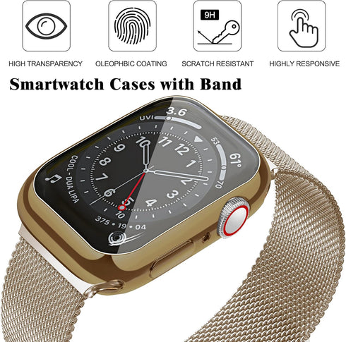 Geoumy Metal Magnetic Bands Compatible for Apple Watch 38mm with Case, Stainless Steel Milanese Mesh Loop Replacement Strap Compatible with iWatch...