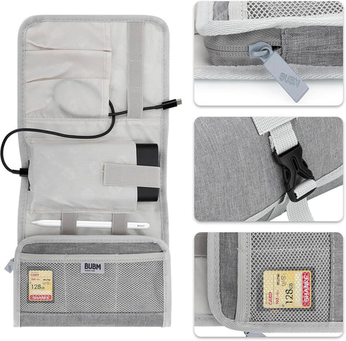 Electronic Organizer Travel Case,Folding Tech Pouch,Charger USB Cable Accessories Storage Bag,Travel Essentials for Power Bank,Charging Cords,Mous...