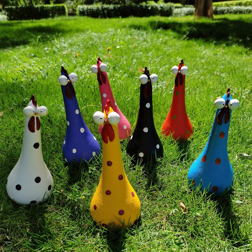 Chicken Statue Silly Chicken Decor Resin Statue Ornaments with Long Neck Handmade Unique Ornament for Home Garden Backyard Decoration(Black)...