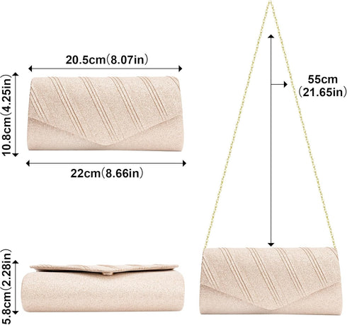 Larcenciel Women's Evening Handbags, Glitter Envelope Clutch Purses, Formal Ladies bag for Date Night Out Party,8.7×4.3x2.4in...