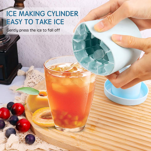 Cylinder Silicone Ice Cube Mold, New 3D Ice Cubes Maker, Decompress Ice Lattice, Press-Type Easy-Release Ice Cup...