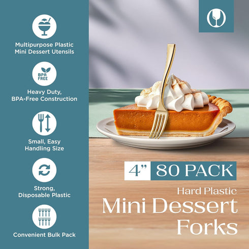 Posh Setting - Plastic Mini Gold Forks, Gold Mini Forks, Gold Plastic Mini Dessert Forks, Disposable Tiny Gold Forks, 4 inch Gold Plastic Forks, T...