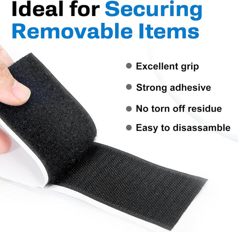 Hook and Loop Strips with Adhesive, 1 Inch / 2 Inch x 16 Feet Nylon Double Sided Heavy Duty Tape, Sticky Back Fastener Roll for Home Office and Cr...