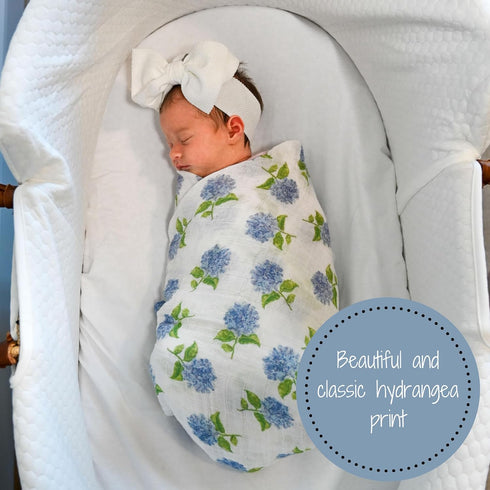Swaddle Blanket | 100% Muslin Cotton | Newborn and Baby Nursery Essentials for Girls, Registry | Hydrangea Print...