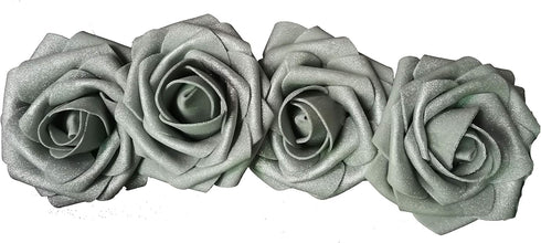 D-Seven Artificial Flowers 30PCS Real Looking Fake Roses with Stem for DIY Wedding Bouquets Centerpieces Party Baby Shower Home Decorations (Silve...