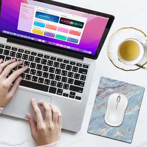 Small Mouse Pad Cute, Mini Mouse Pads for Wireless Mouse and Laptop, Travel Mousepads with Designs - Light Blue Marble, Portable Mousepad 5.5 x 7 ...