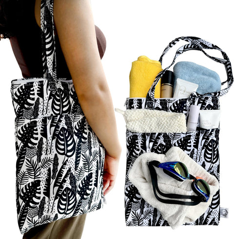 FLOCK THREE Waterproof wet bag tote reusable for wet clothes baby diapers stroller swimsuit travel washable toiletries pouch large electronics cas...
