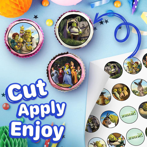 30 x Cupcake Toppers Themed of Monster Green Collection - Edible Cake Decorations | Uncut on Wafer Sheet...