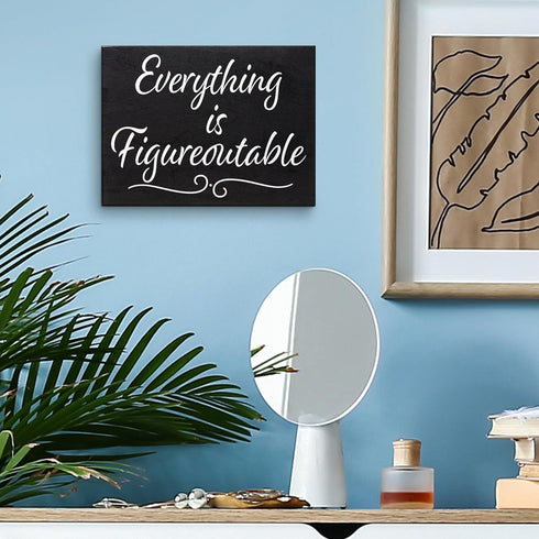JennyGems Everything is Figureoutable Wooden Sign - Inspirational Home Office Desk Decor & Uplifting Gift, 8x6 Farmhouse - Made in USA...