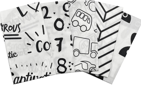 100% Printed White Series Cotton Fabric Cartoon Number Logo Bundles Quilting Fabric for Patchwork Needlework DIY Handmade Sewing Crafting Face Mas...