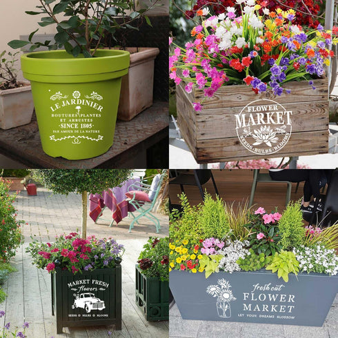 Flower Market Stencil, Large Spring Wildflower Stencils Farmhouse Stencils for Painting on Wood, Craft Template Wood Burning Stencil for Garden Ca...