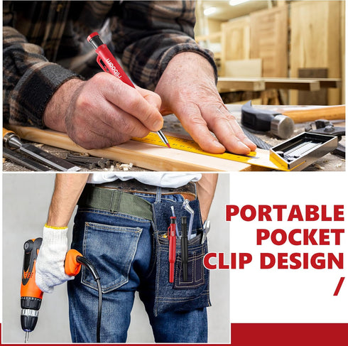 Hiboom 2 Pcs Carpenter Mechanical Pencils Marker with 18 Pcs Refills Construction Woodworking Marking Pens with Built in Sharpener and Protective ...