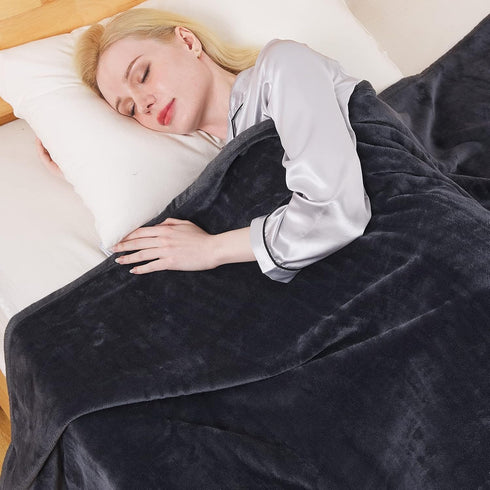 Fleece Blanket Queen Size for All Season 350GSM - Premium Lightweight Anti-Static Throw for Queen/Full Size Bed Extra Soft Brush Fabric Warm Sofa ...
