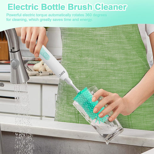 Portable Electric Baby Bottle Brush Cleaner Kit With Automatic Electric Bottle Brush,Nipple/Straw Cleaner,Electric Stirrer and Drying Rack,Waterpr...