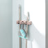 Home Basics Mop and Broom Wall Mounted Rack Organizer, 3 Slots and 4 Hooks...
