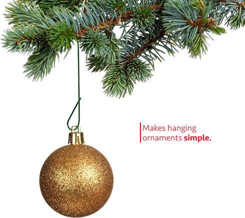 R’ND’s 300 Pack Ornament Hooks Christmas Tree Decorating Hangers- Metal Wire Ornament Hooks for Christmas Tree Decoration Hanging (Green)...
