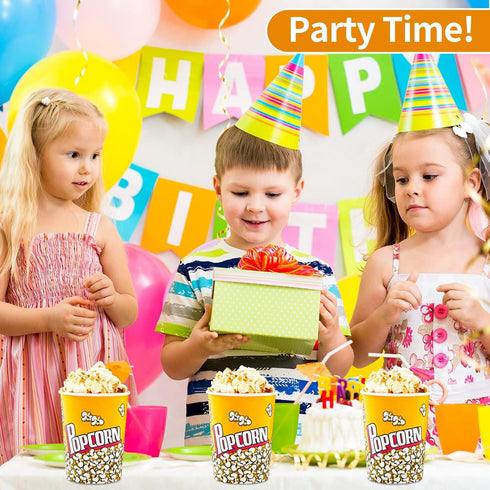 RAYMEA Popcorn Buckets Disposable 32oz Retro Style Paper Leak Proof Popcorn Containers Popcorn Bowls for Family Movie Night & Party - 10 Pac...