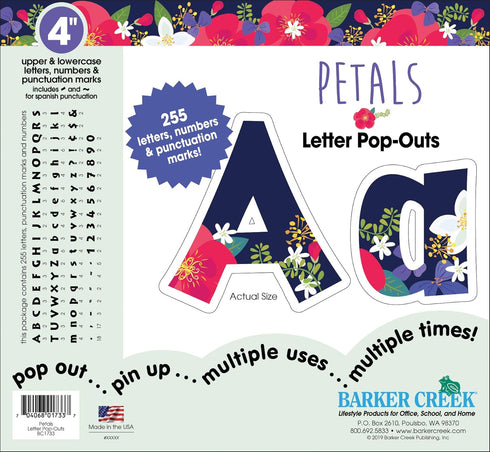 Barker Creek Letter Pop-Outs, 4" Petals, Multicolor Designer Letters for Bulletin Boards, Breakrooms, Reception Areas, Signs, Displays, And More! ...