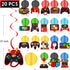 Video Game Birthday Hanging Swirls Red Video Game Party Decorations 20Pcs Game On Ceiling Streamers Gaming Birthday Party Hanging Decorations or L...