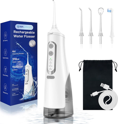 Cordless Water Flosser Teeth Cleaner Dental Oral Irrigator Picks Portable and Rechargeable 310ml Water Tank IPX7 Water Proof for Home and Travel I...