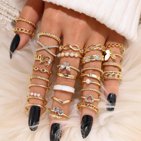 Vintage Gold Knuckle Rings Set for Women,Bohemian Stackable Joint Finger Ring Sets,Y2K Fashion Cute Retro Midi Rings Pack Trendy Dainty Jewelry Gi...