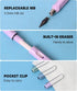 12 Colors Forever Pencil with Erase - Long Lasting Writing Infinity Pencil with Extra 12 Replaceable Heads, Never Sharpen Everlasting Inkless Penc...