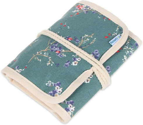 Teamoy Crochet Hook Case, Roll Bag Holder Organizer for Various Crochet Needles and Knitting Accessories, Plum Flowers...