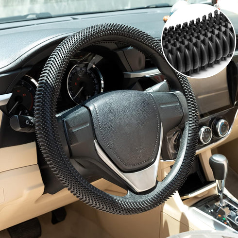 Steering Wheel Cover Black - Massage Grip Silicone Steering Wheel Covers Anti-Slip Universal Car Steering Wheel Cover for Men Women Driving Fatigu...