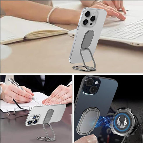Cell Phone Ring Holder Finger Kickstand 360° Foldable Swivel Phone Stand Metal Back Ring Grip Foldable Ring Stand for Magnetic Car Mount iPhone an...
