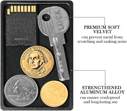 Minimalist Wallet Coin Tray for Men, Removable Coin & Key Holder for Slim Wallet, Additional Mini Accessory Tray for Metal Wallet (Aluminum)...