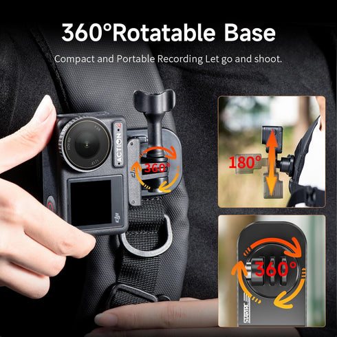 Backpack Mount Clip - for DJI OSMO Pocket 3 Magnetic Mounts 360° Rotation Action 4 Backpacks Shoulder Strap Clips Most Cameras GoPro Insta360 OSMO...