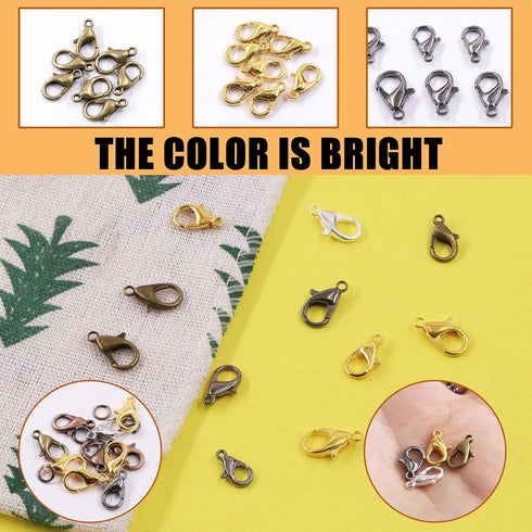 152Pcs 4 Colors 4 Sizes Lobster Claw Clasps Kit, 12mm, 14mm, 16mm, 18mm Alloy Small Jewelry Clasps Lobster Clasps for DIY Necklace Bracelet Jewelr...