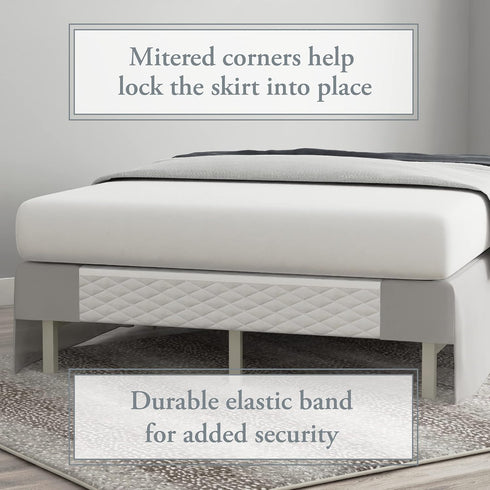 Bed Maker’s Never Lift Your Mattress Bed Skirt, Designed for Box Spring Beds, Split Corners, 14 Inch Drop Length, Full, Silver...