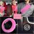 1 Set 8 Pieces Fluffy Car Accessories Set for Women,Fuzzy Steering Wheel Cover Cute Car Accessories with Gear Shift Cover,Handbrake Cover 15 Inche...