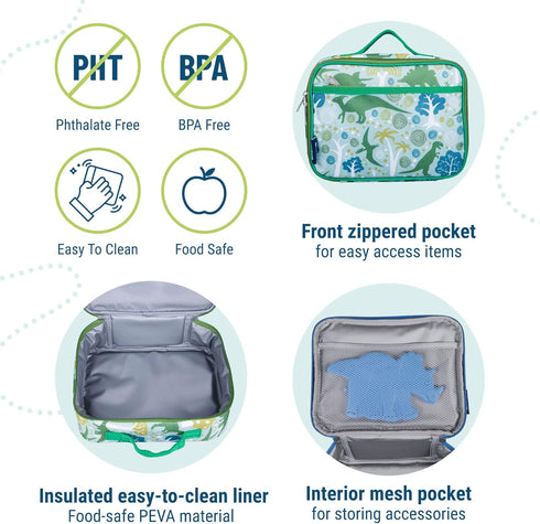 Wildkin Kids Insulated Lunch Box – Durable and Reusable for School & Travel - Dinomite Dinosaur...