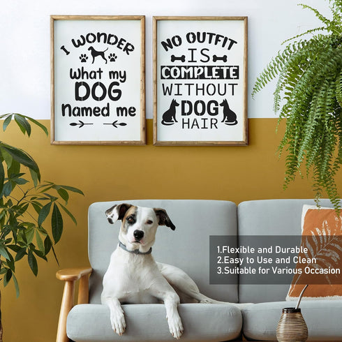 Love Dog Stencils for Painting, 18 Pack Reusable Dog Paw Trail Stencils Drawing Template for Painting on Wood Home Furniture Decor, Dog Painting S...