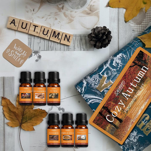 SALUBRITO Fall Essential Oils Set, Autumn Fragrance Oil for Diffuser, Candle Making, Aromatherapy Oils Gift - Cinnamon, Pumpkin Spice, Vanilla, Sn...